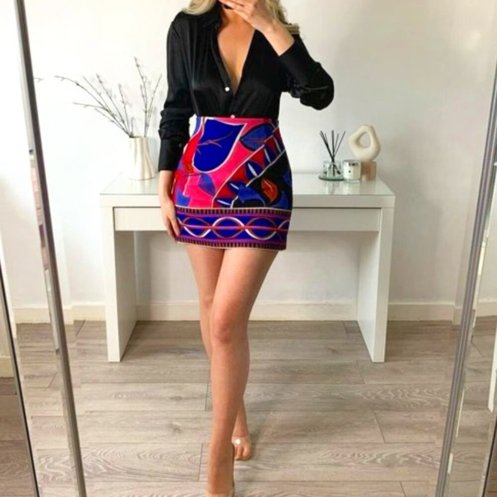 Zara printed mini skirt